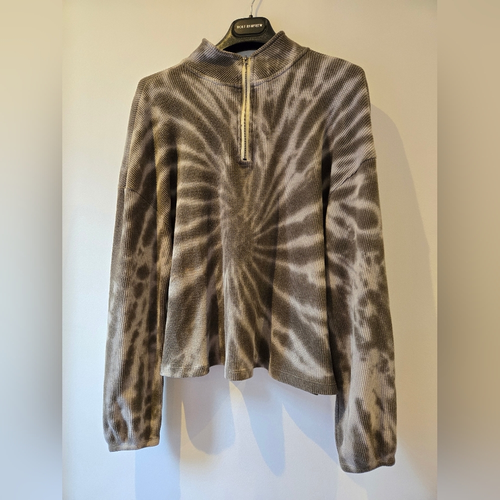 Thursdays Tie Dye Half Zip Thermal Sweatshirt Size Medium